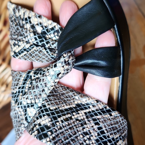 Corso Como Python Embossed Black Cream Women's Sandal Leather Insole sz 7 M - Picture 10 of 12